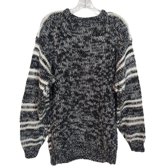 Permit Vintage Mens Sweater Sz M Geometric Black White Acrylic Triangle Pattern - Picture 16 of 16